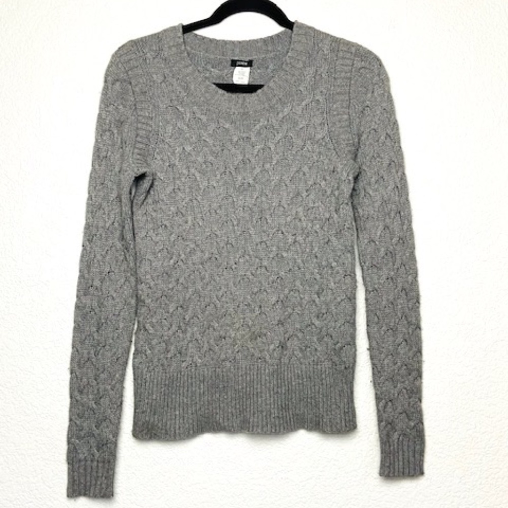 J CREW Cable Knit Wool Rabbit Hair Blend Sweater S
